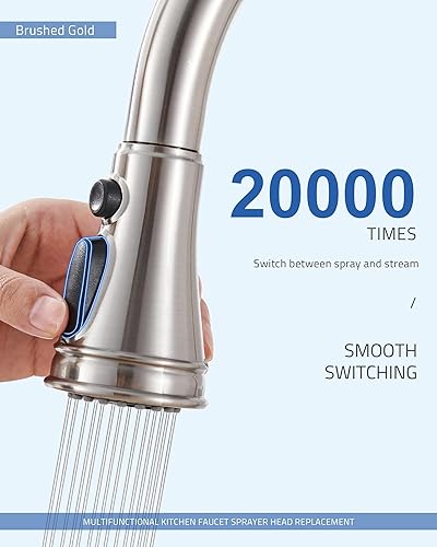 Vista 40 de Cabezal rociador de repuesto para grifo de cocina, con 15 adaptadores, rociador de grifo extraíble con boquilla de 3 funciones, bronce aceitado