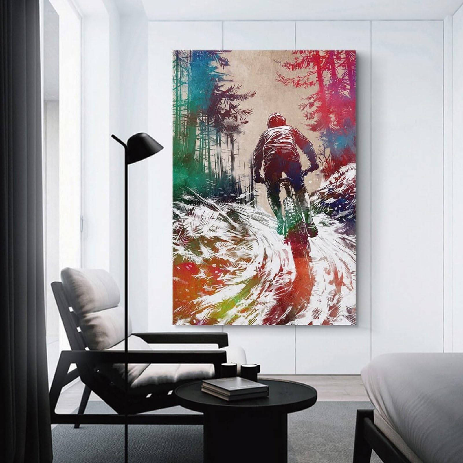 Junmoney Room Decor Wall Art Mountain Biking Art, 24x36inch(60x90cm), for Gallery Wall Layouts in Home Or Office, Home Wall Art for Statement Displays