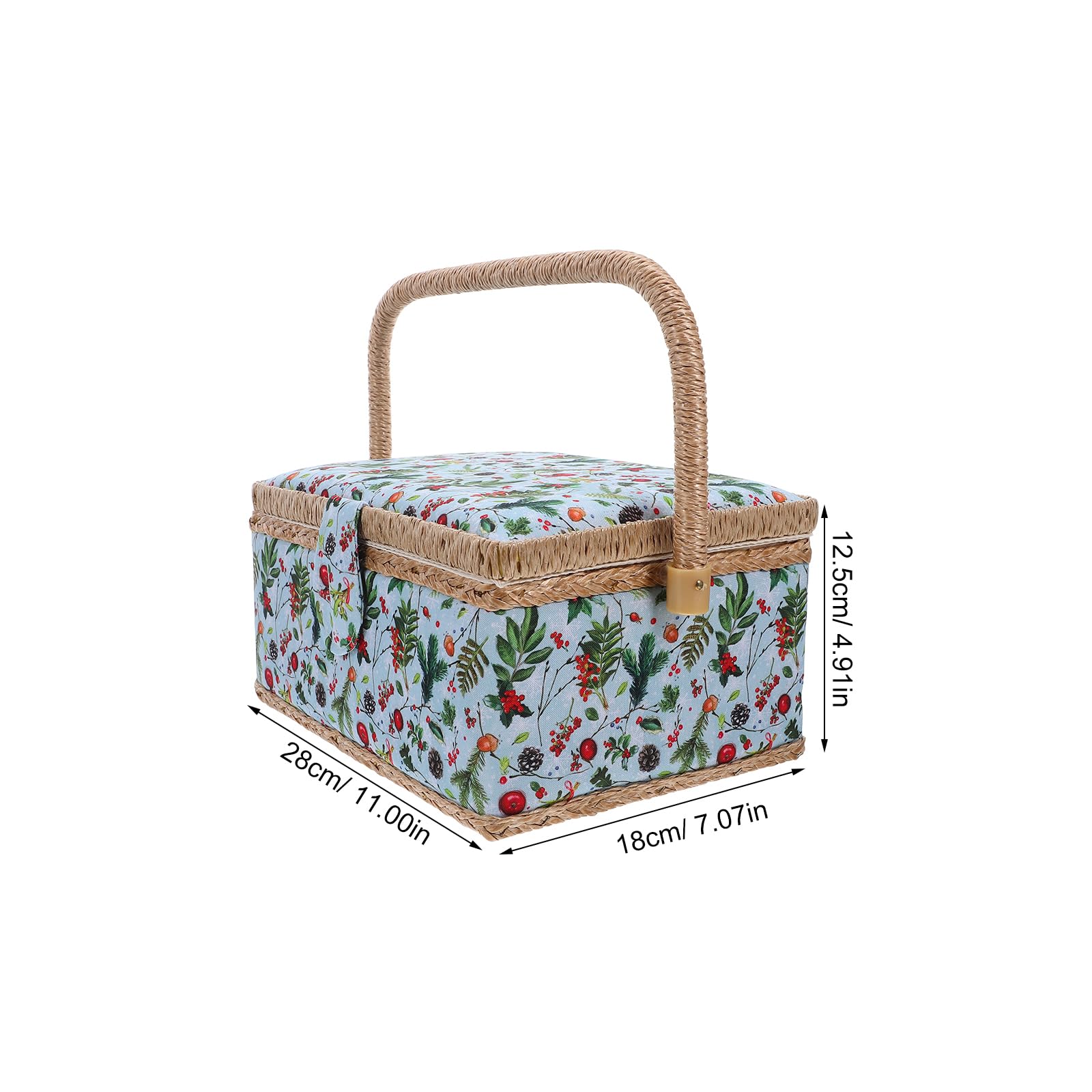 Cesta de costura con diseño clásico de tela, organizador grande de suministros de costura y estuche de almacenamiento, caja de bordado portátil para principiantes