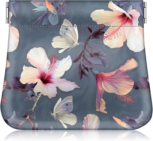 Fintie - Monedero de piel sintética para monedas para mujeres y niñas, Hibisco floreciente., Moda