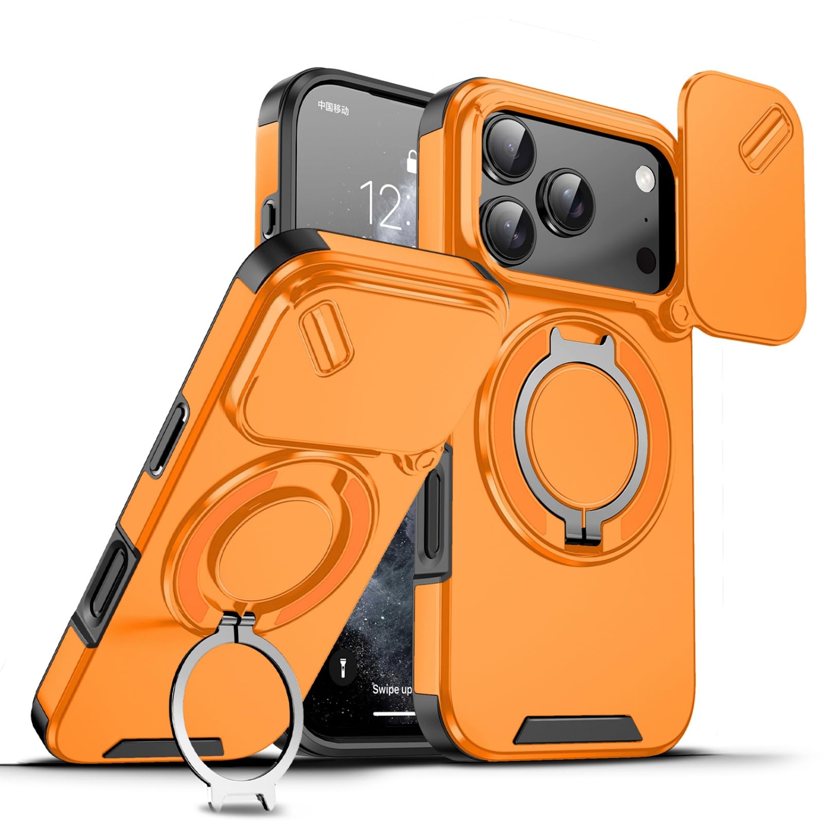 for Apple 17 Pro Case with Slide Camera Cover, Military Grade Drop Protection Heavy Duty Shockproof with 360° Rotate Kickstand Case for iPhone 17 Pro.Slide (BLUE in color)