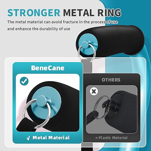 Miniatura 4 de BeneCane Bastón ajustable cuádruple con mango acolchado suave compensado para hombres y mujeres, ligero y cómodo con patas de 4 puntas para mayor