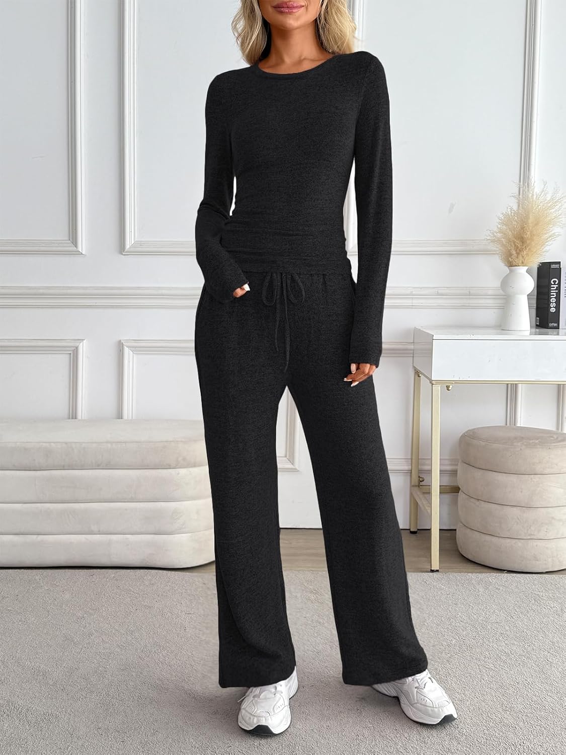 LILLUSORY Womens 2 Piece Matching Lounge Sets 2025 Fall Fashion Knit Sweater Airport Travel Vacation Outfits Gym Sweatsuits - Image 6