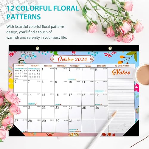 Miniatura 4 de SKEFOLI Calendario de escritorio 2024-2025, 18 meses de enero de 2024 a junio de 2025, calendario de escritorio grande de 17 x 12 pulgadas 2024,