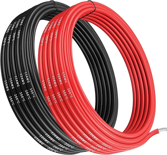 Makerfire 12 Gauge Silicone Wire, 12 AWG Electrical Cable 5M [2.5m Black and 2.5m Red], Flexible 680 Strands 0.08 mm of Tinned Copper High Temperature Wire for RC Car, Marine, Drone, etc
