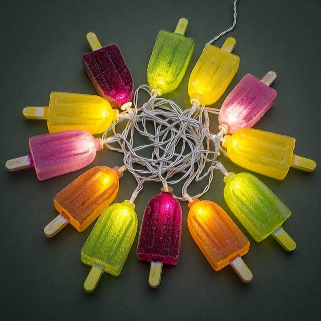 fantastic me Colorful Ice Cream Popsicle 10 LED 5ft String Light -Battery Operated - Fairy Night Lights for Patio Party Christmas Tree Wedding Kids Nursery Room Bedroom Home Decoration