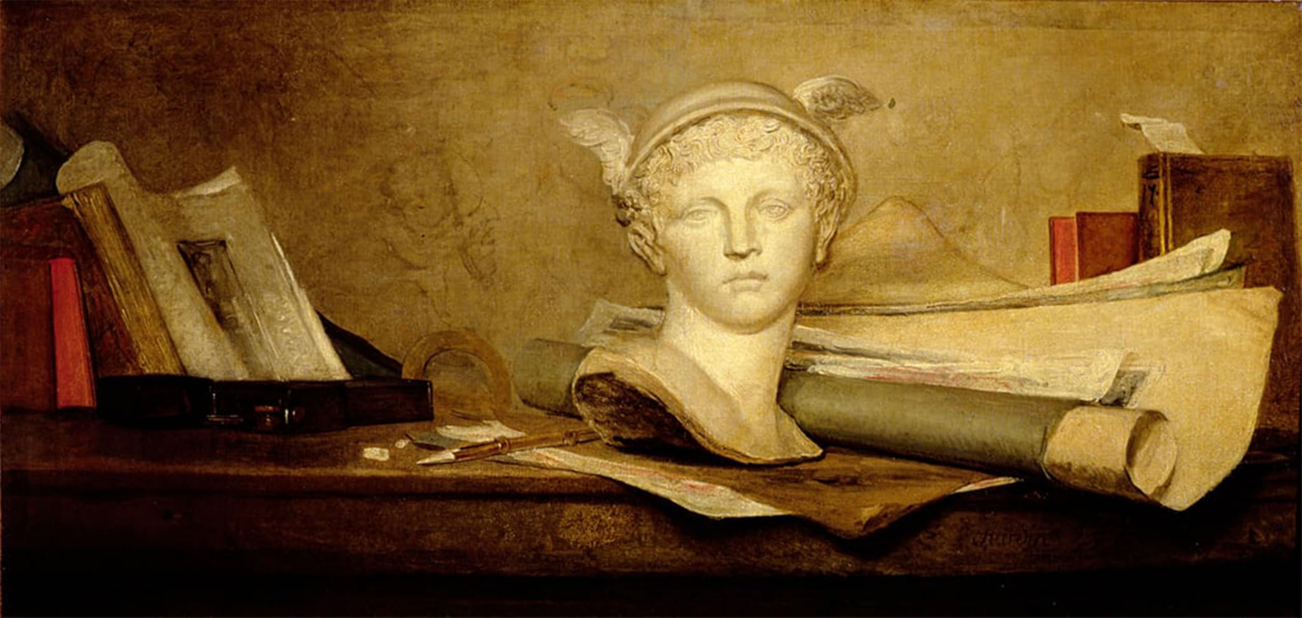 ARTXLXXBN Famous Prints Artwork Pictures Poster Painting Art Still Life with Attributes of the Arts by Jean Baptiste Simeon Chardin Artwork Landscape Pictures for Home Decor 60x90cm