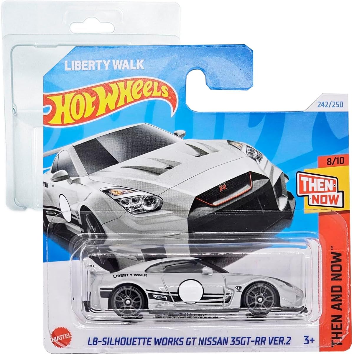 Hot Wheels LB-Silhouette Works GT Nissan 35GT-RR Ver.2 Liberty Walk Then and Now 8/10 (242/250) HTC72 Grey 2024 + Protector Short Card Frikimonkey