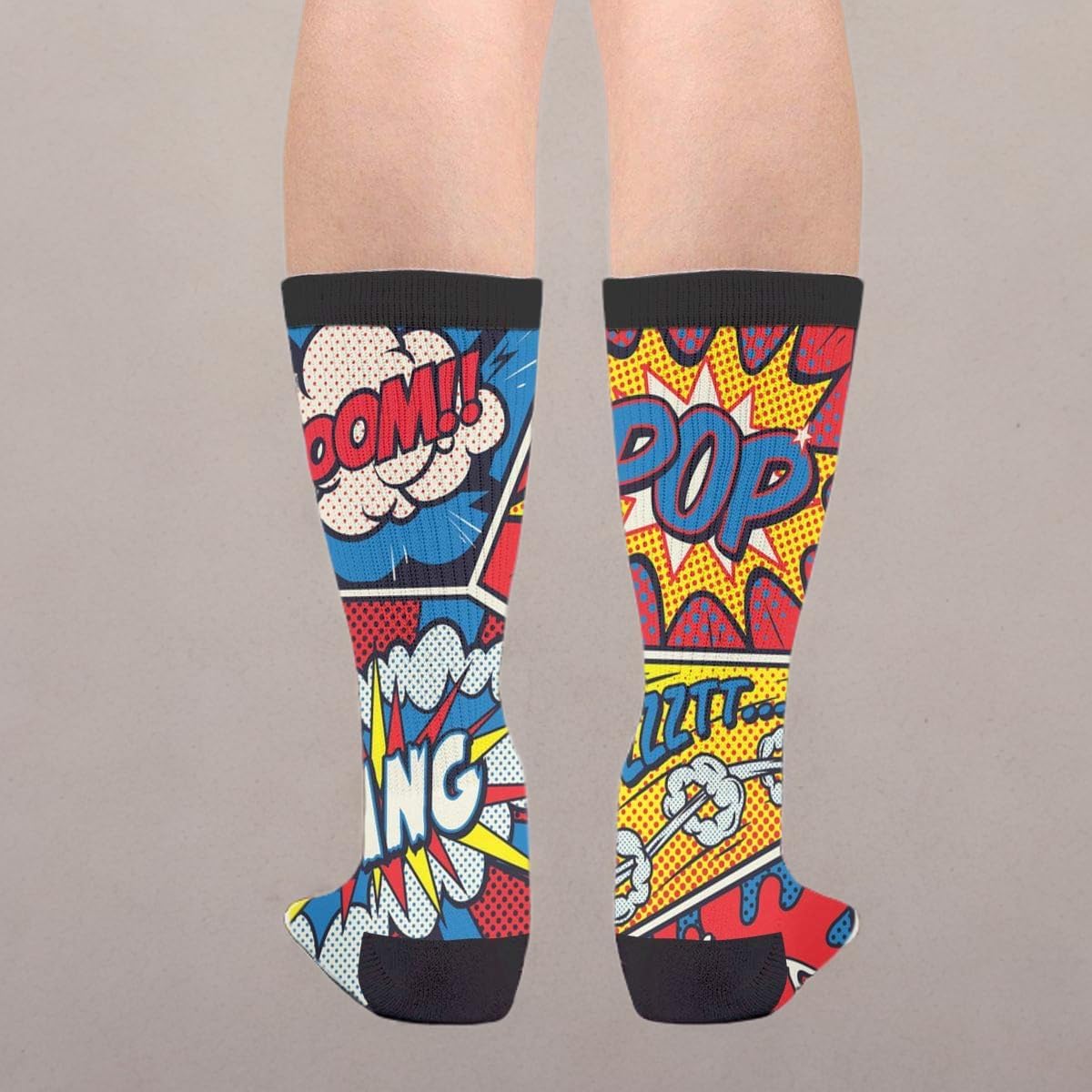 Retro Pop Art Comic Shout Unisex Adult Fun Cool 3D Print Colorful Athletic Sport Novelty Crew Tube Socks - Image 6