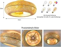MiiR Bambusz Mennyezeti Ventilátor Lámpával, Távirányítóval, 6 Fokozat, Csendes 4