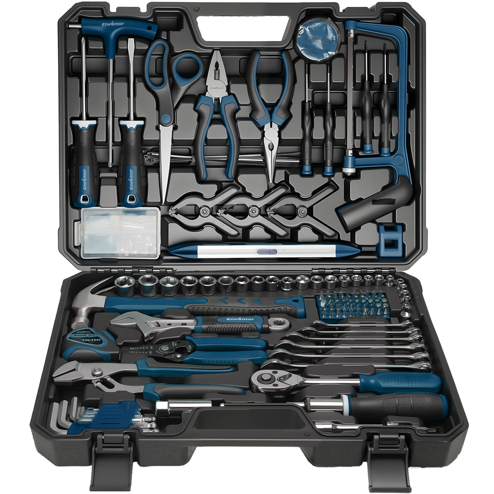 Enventor Tool Set, 218PCS Tool Kit for Home and Auto Repair, General Household Hand Tool Kit, Complete Basic Tool Kit for Homeowner, Diyer, Handyman, with Toolbox Storage Case