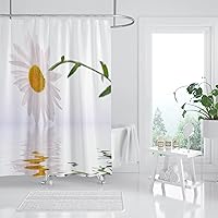 Vista 1 de Daisy Shower Curtain, Farmhouse Floral Shower Curtain Set, Rustic White Flower Shower Curtains for Bathroom, Waterproof Fabric with 12 Hooks, 72 x