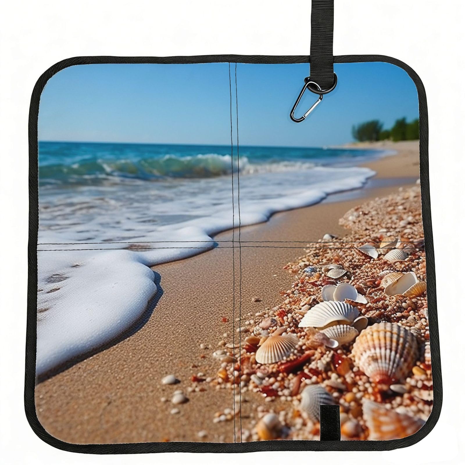 YGLHBDPBF Ocean Sea Wave Seashell Print Camping seat cushion,Foldable Sitting Pads,Save Backpack Space for Hiking