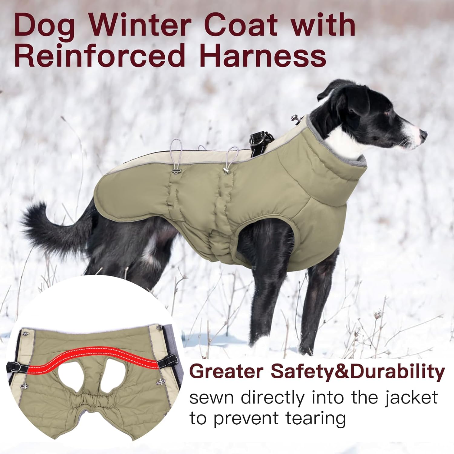 medium dog coat - warm zip up snowsuit dog harness vest, reflective water-resistant dog jacket for medium dogs - jack russell, mini schnauzer, apricot apricot medium (chest: 20.9")