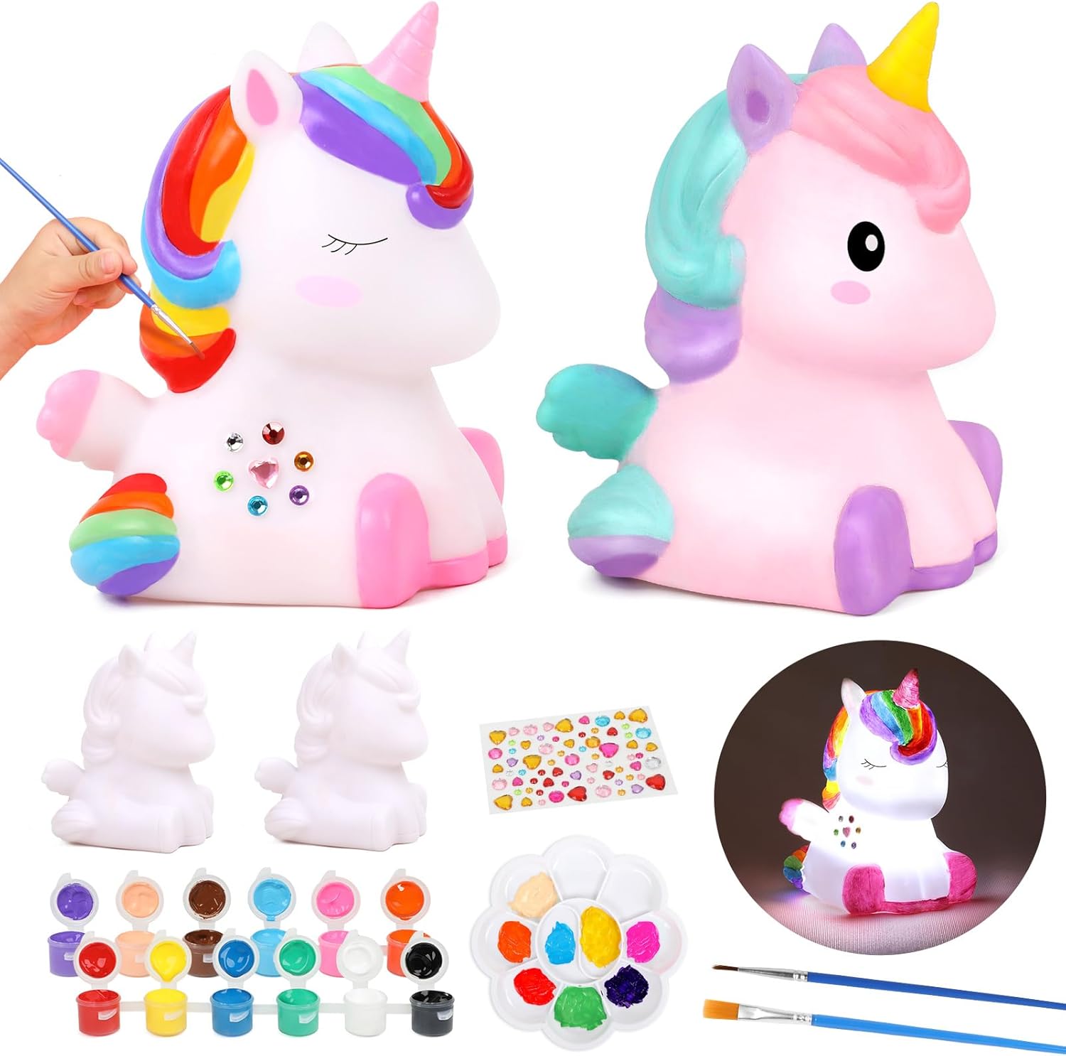dededa 2Pcs Paint Your Own Unicorn Night Light Art Kit