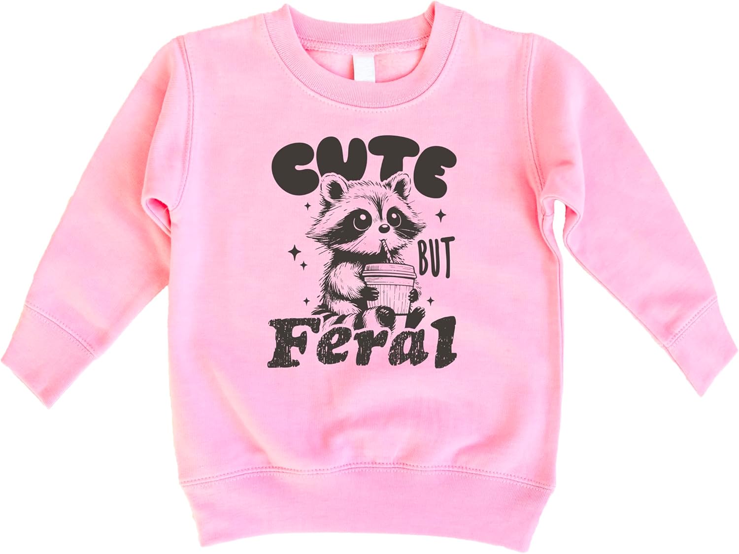 Olive Loves Apple Cute But Feral Raccoon Funny Sweatshirt for Youth and Toddler Boys and Girls