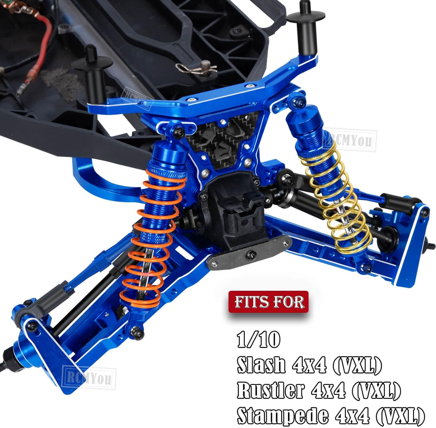Upgrades Part for 1/10 Slash/Stampede/Rustler/Hoss 4x4 VXL,Alloy RC Shock Absorber,Suspension Arm,Caster Block,Steering Blocks,Rear Stub Axle Carriers,4pcs Wheel Hex,Navy Blue