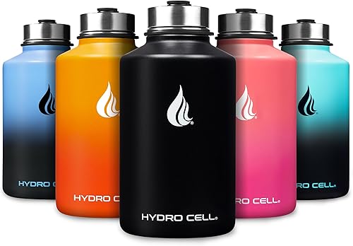 Miniatura 89 de HYDRO CELL Botella de agua aislada de acero inoxidable con pajilla, para bebidas frías y calientes, frasco de vacío de metal con tapa de rosca y