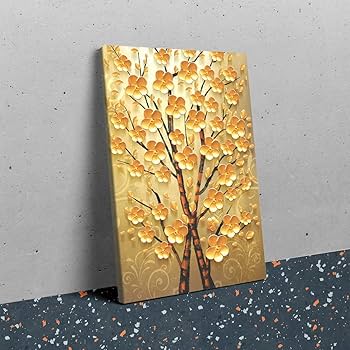【金色の絵】金の木　絵画　風水 Amazon.co.jp: 風水 絵 玄関 油絵 絵画 金運アップお 幸運の木