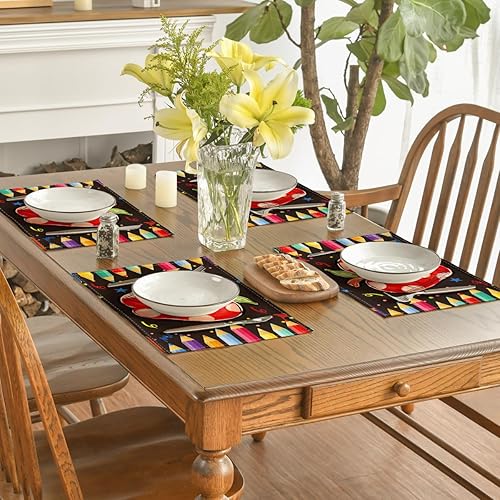 Miniatura 5 de Artoid Mode Juego de 4 manteles individuales de 12 x 18 pulgadas, diseño de manzanas y manzanas para decoración de fiestas, aula, comedor