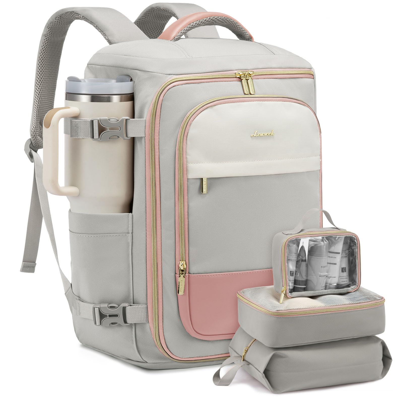 LOVEVOOK Large Travel Backpack for Women, 40L TSA Approved Backpack with 3 Packing Cubes, Personal Item Bag Fits 17" Laptop, Water-resistant Carry On