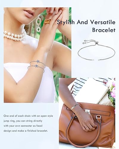 Miniatura 6 de YETOOME 10 pulseras deslizantes ajustables de 9.055 in, cadenas extensoras con extremos de diamantes de imitación para hacer pulseras y joyas