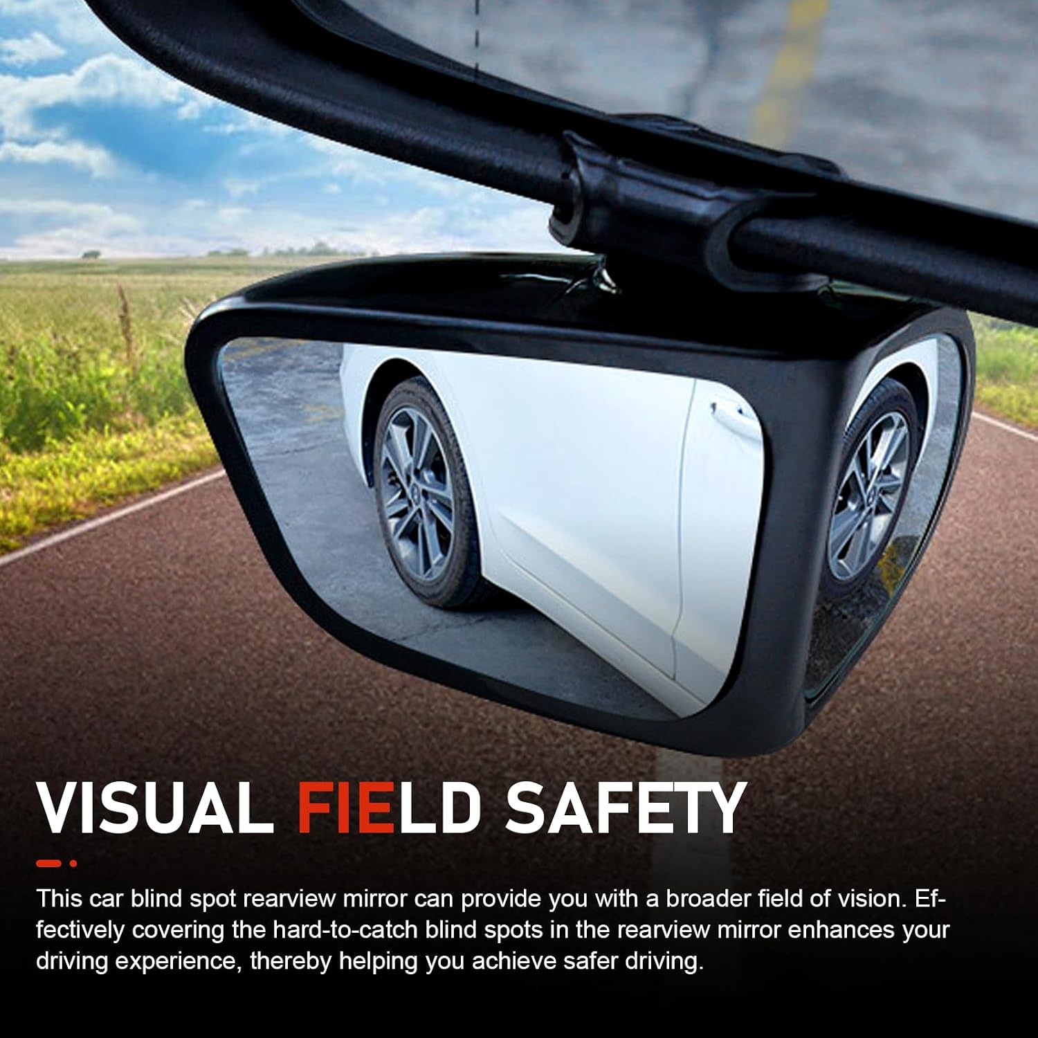 2 PCS Car Blind Spot Mirrors, Wide Angle Blind Zone Reducing Rearview Mirror, High Definition Auxiliary with 360 Degree Adjustable Base, Anti-collision Housing Snap-on Mounting Design (Black)