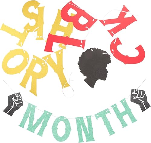 Miniatura 9 de EXCEART 5 Sets Decoración de Fiesta Bhm Vale la pena Festival Fondo Negro Historia Mes Photo Booth Happy Juneteenth Day Decoración Afroamericana