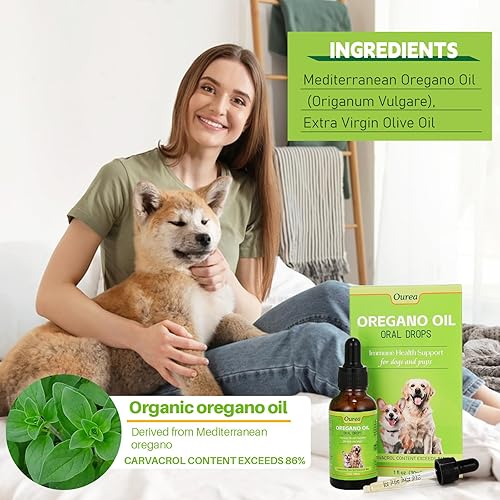 Miniatura 4 de Gotas de aceite de orégano para perros y cachorros, apoyo inmunológico natural para perros, aceite orgánico de gotas de orégano, apoyo para la salud