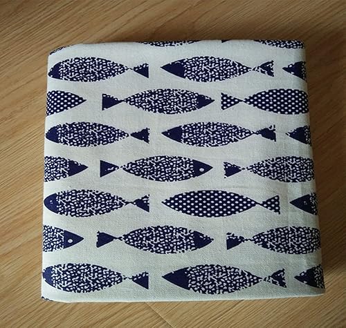 Miniatura 2 de Sheicon The Yard - Tela de mezcla de lino y algodón para niños, estampado de animales, para proyectos de bricolaje, color pez, tamaño 1 yarda