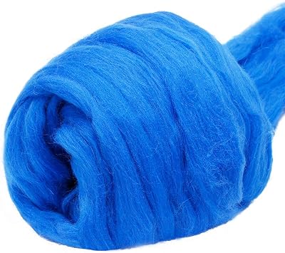 3.53oz Wool Roving, Wool Felting Supplies, Pure Wool, Chunky Yarn, Spinning Wool Roving for Needle Felting Wet Felting DIY Hand Spinning Blue