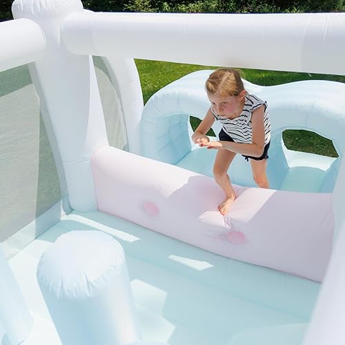 Miniatura 8 de Bounceland Obstacle Dream Bouncer Combo Slides, 18.5 pies x 8.5 pies x 6 pies de alto, soplador de aire incluido con GFCI, toboganes dobles, carrera