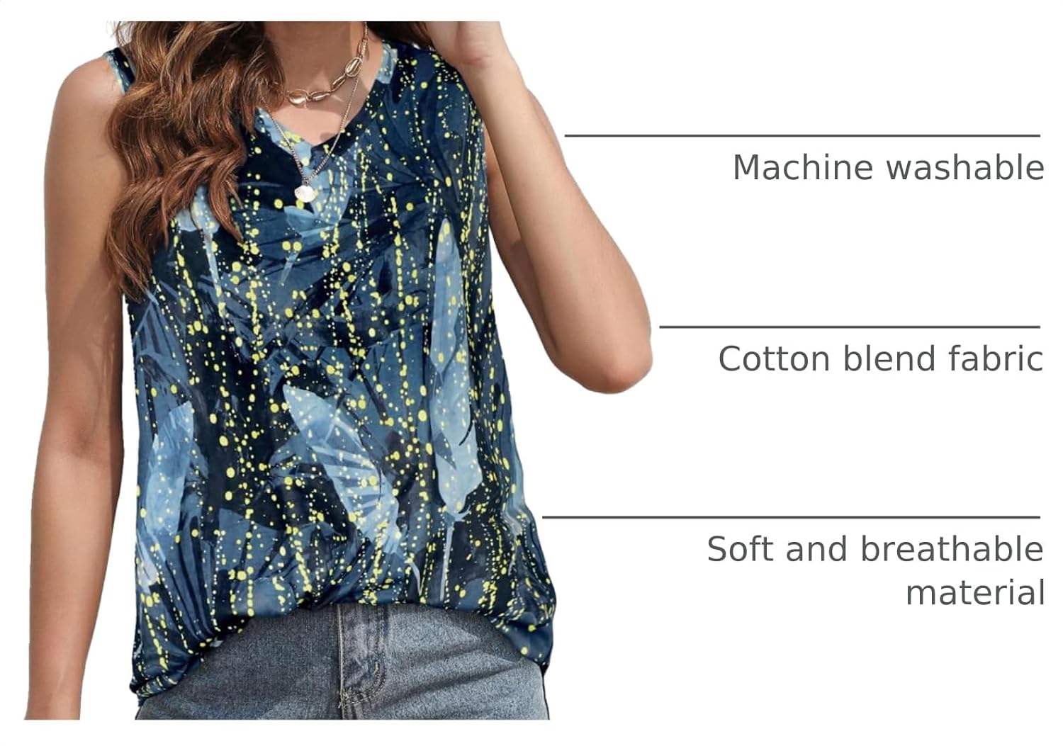 Womens Tank Tops Sleeveless V Neck Summer Tshirts Loose Fit Tunic Blouses image 4