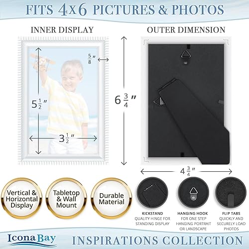 Miniatura 3 de Icona Bay - Juego de marcos de fotos (12 unidades), perchas para montaje en pared y caballete de mesa incluidos, colocación horizontal o vertical,