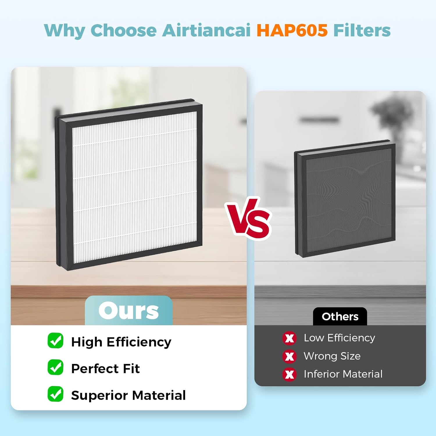 HAP605 Replacement Filters for FreAire HAP605 HAP607 and for XenonLab HAP605 HAP607 Air Purifier, 3-in-1 High-Efficiency Activated Carbon Filters for HAP607/HAP605 Air Purifier