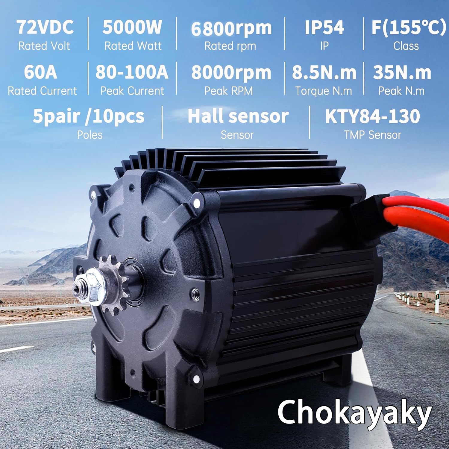 72V Motor Kit 5000W Electric Dirt Bike Motor 6800RPM-Electric Motor for Go Kart 60A with Fardriver Controller, Electric Motor Kit for Bicycle 8.5N.M for Razor Upgrade Kit Pedal Throttle