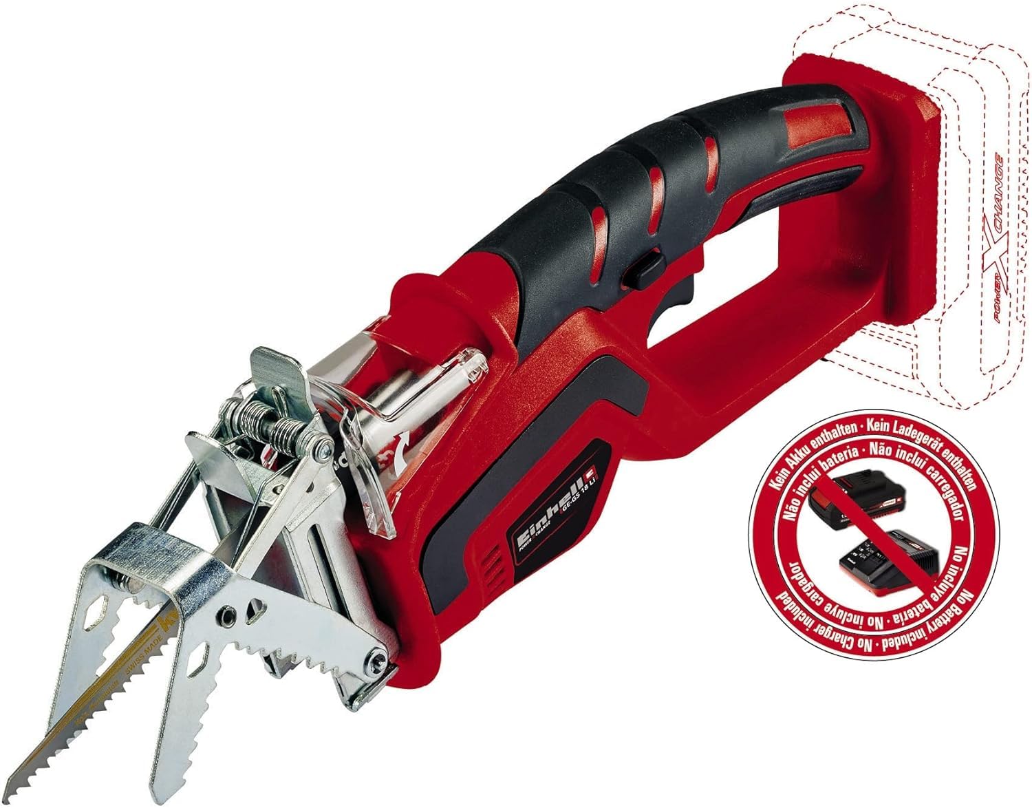 Einhell Akku-Astsäge GE-GS 18 Li – Solo Power X-Change (18 V, Sägeblattlänge 150 mm Qualitäts-Sägeblatt, werkzeugloser Sägeblattwechsel, abnehmbarer Astbügel, ohne Akku)