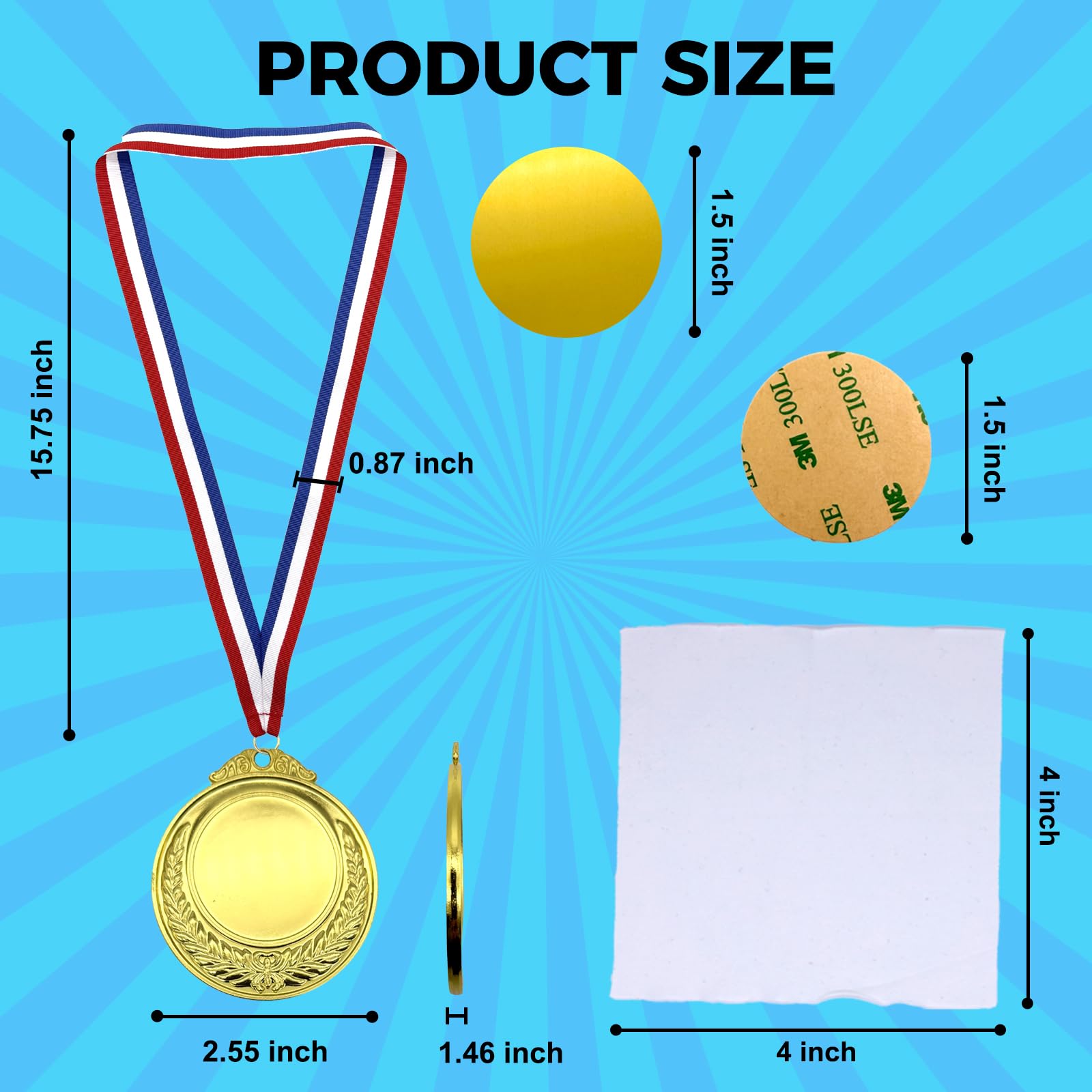 6 Stück Sublimations-Medaillen aus goldfarbenem Metall, Auszeichnungspreismedaille, 6,5 cm, individuelles Design, für Wettbewerbe, Schule, Zuhause, Büro, Veranstaltung