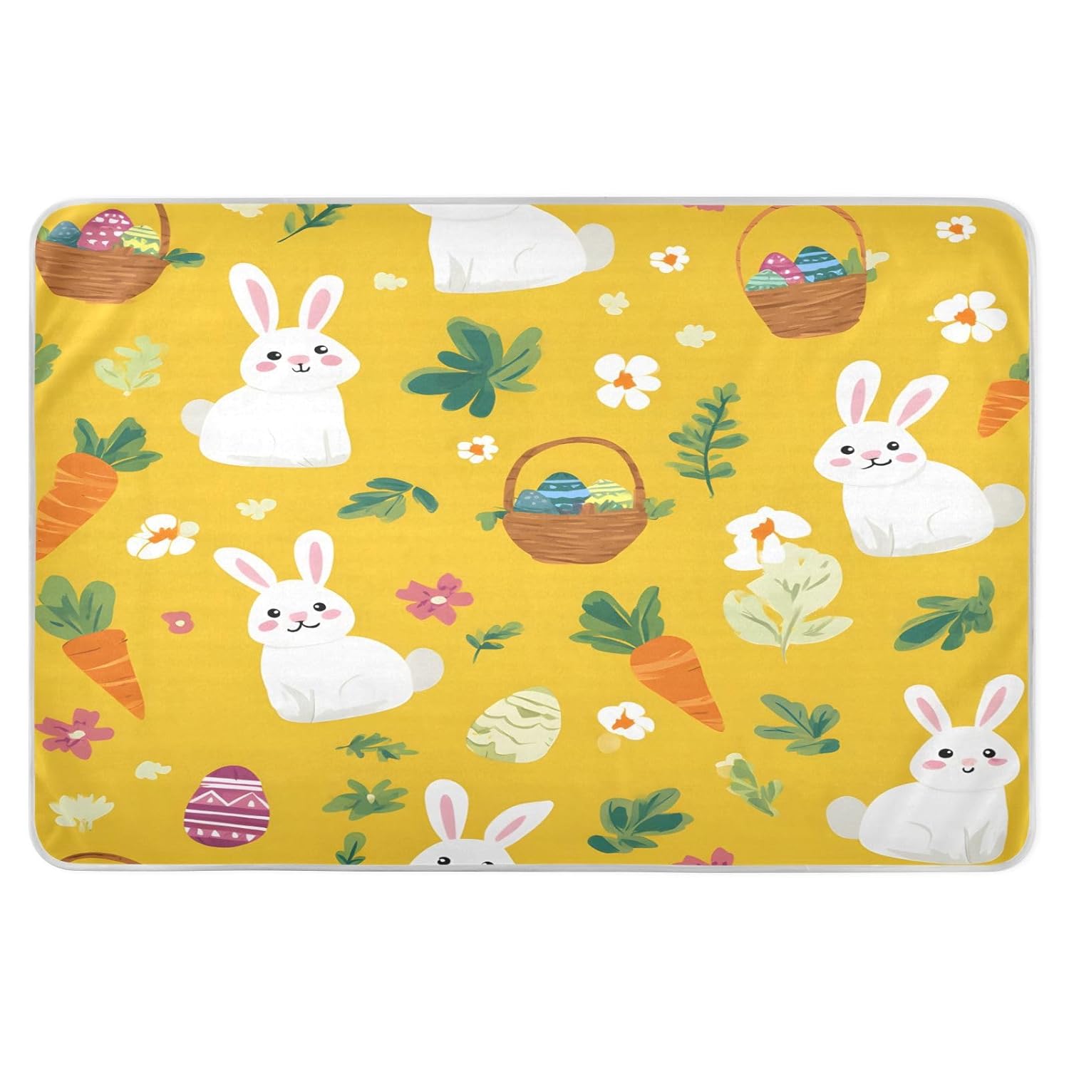 Cheerful Rabbit & Carrot Change Mat, Diaper Changing Pads for Baby, 3Layers Waterproof Change Pad Foldable Absorbent Mats for Women, Reusable Incontinence Underpads for Patient 34''x52''