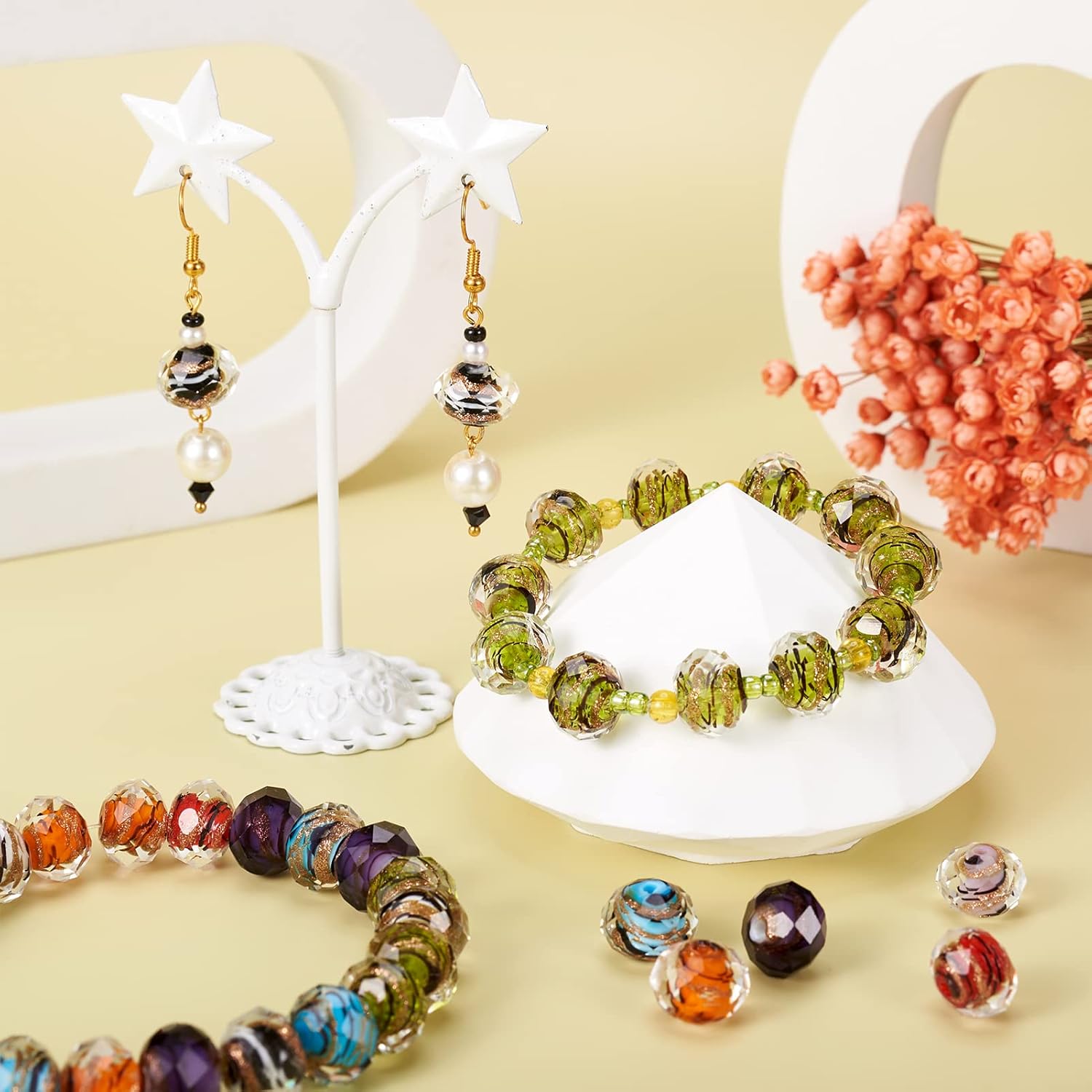 Craftdady 12mm Gold Sand Lampwork Faceted Glass Beads Millefiori Round Loose Bead with 1mm Hole for Jewelry Making, About 40pcs/Strand - Image 3