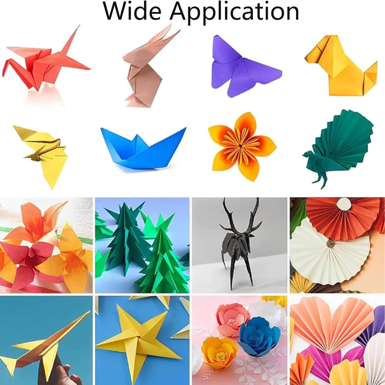 TOP-VIGOR 100 Sheets Origami Paper Double Sided, 15cm x 15cm (6x6 inch) Coloured Paper, 70gsm Handmade Paper Cardstock for DIY Art, Gifts Decor, Paper Drawing Cutting, Beginners, Creamy-White
