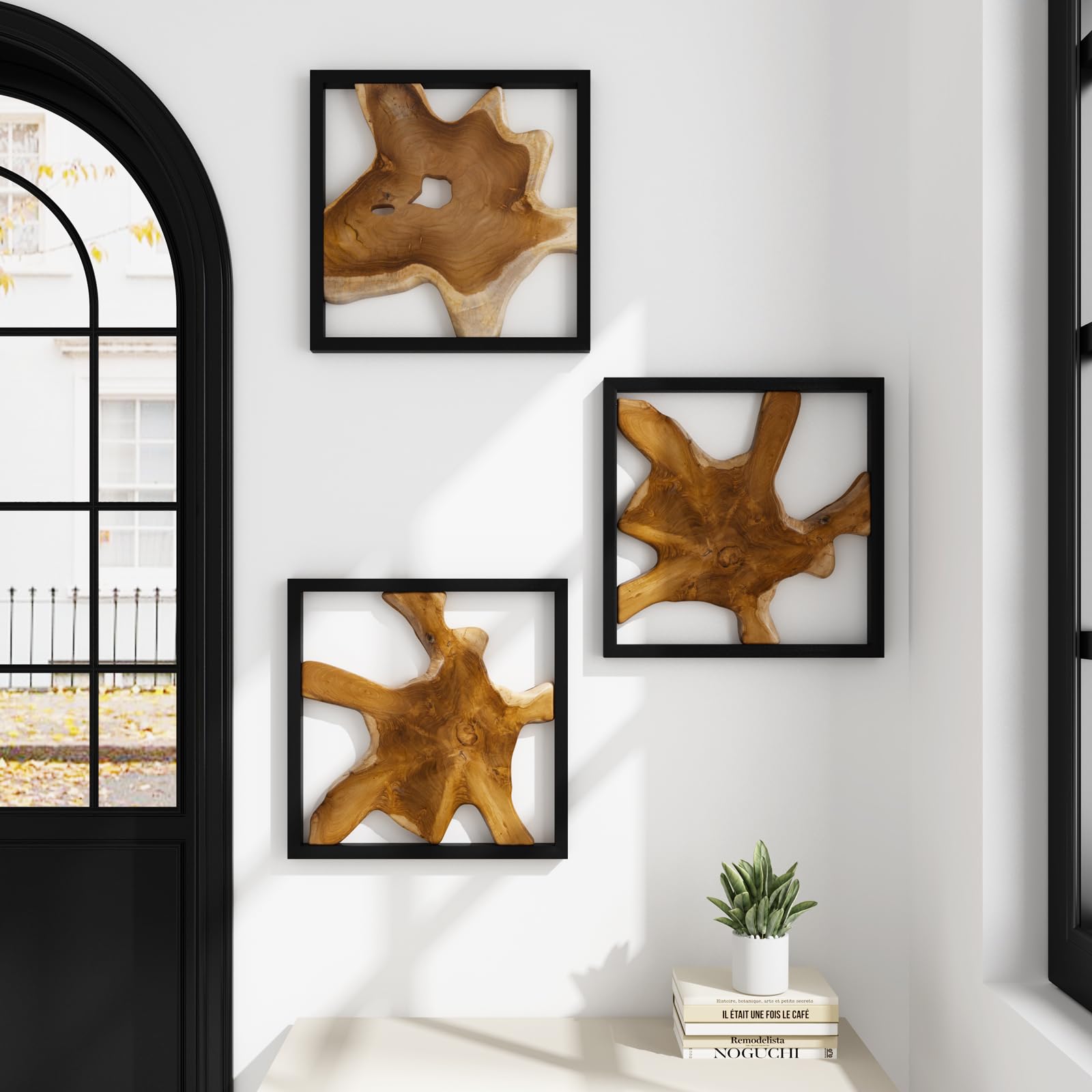 Amazon.com: JOLLYMER 2 Pack Live Edge Teak Wood Wall Decor, Rustic