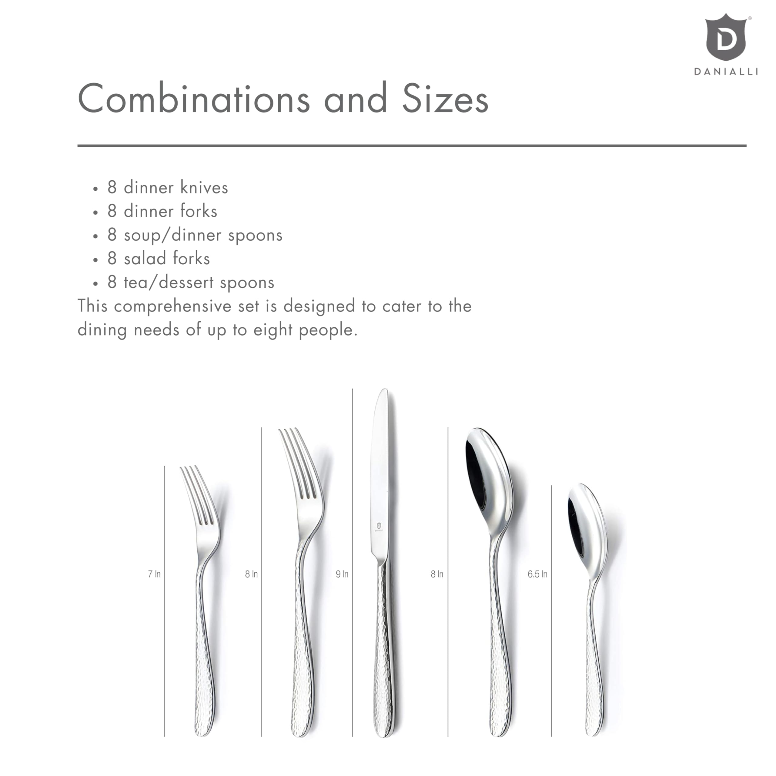 DANIALLI Besteck Set Gehämmert 40-Piece Hammered 40-Piece