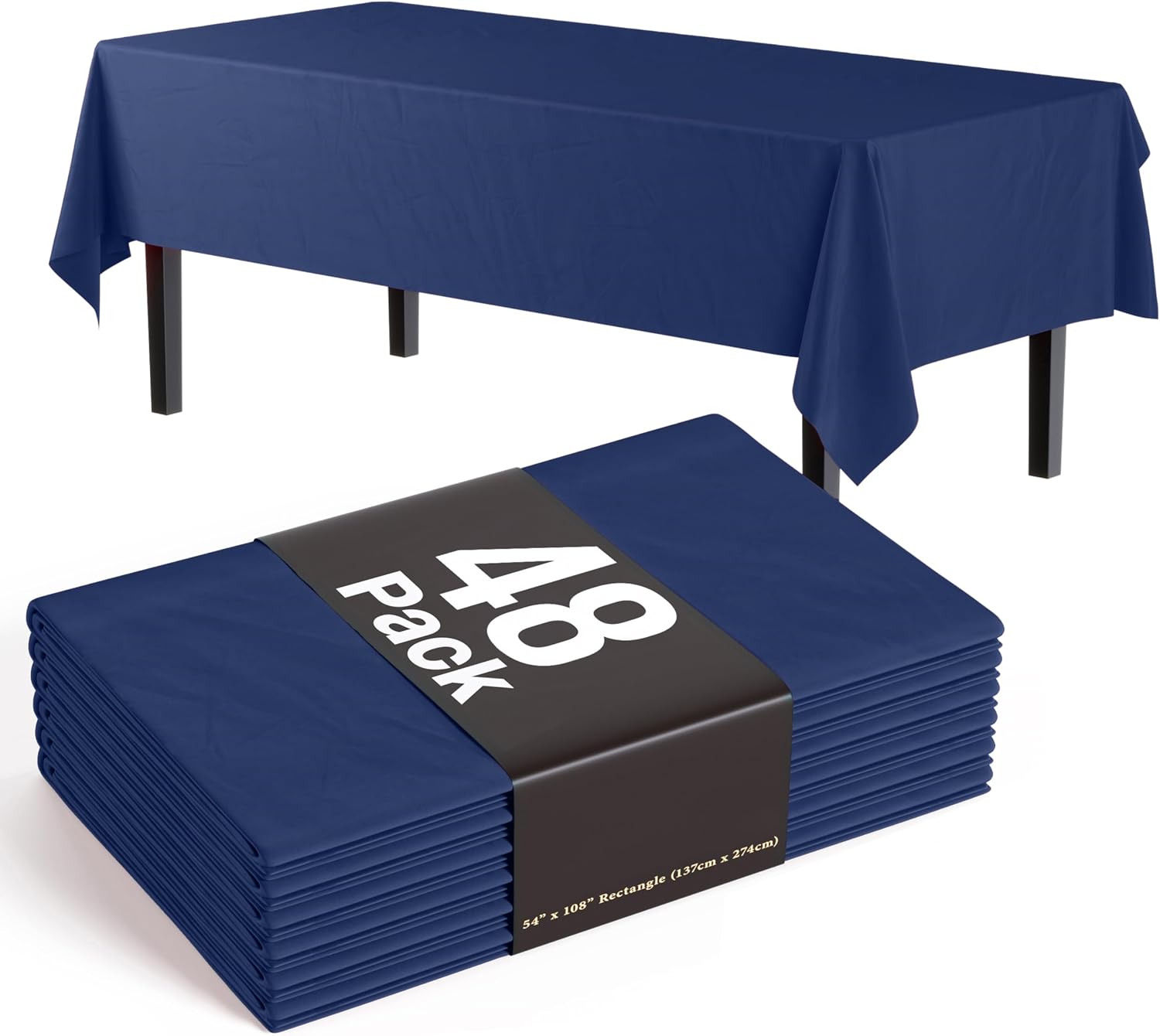 Exquisite Dark Blue Tablecloths for Rectangle Tables 48 Pack Plastic Table Cloth Disposable 54" X 108" Dark Blue Table Cloths Rectangle Tablecloth Plastic Tablecloths Rectangular Party Supplies