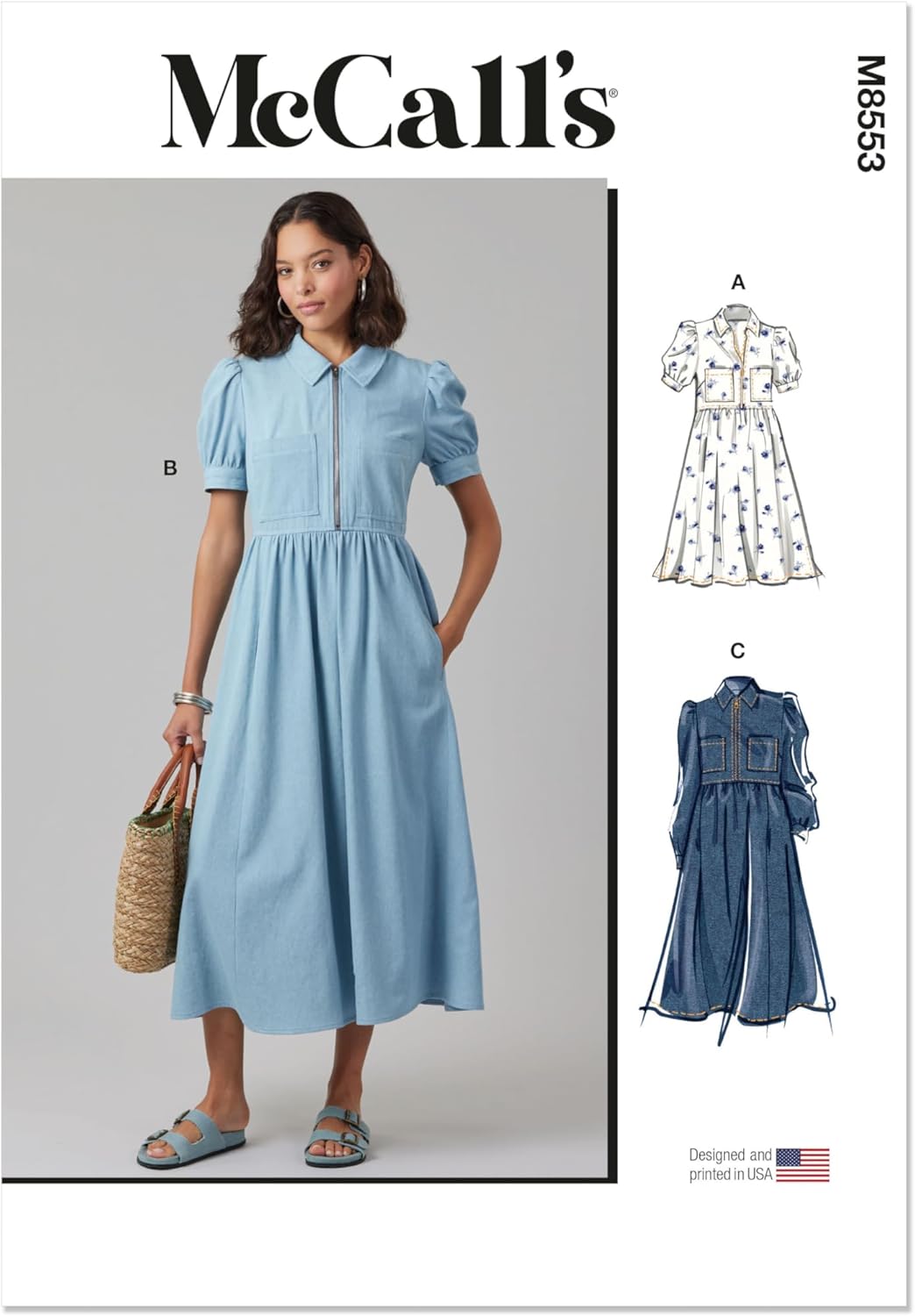 McCall's M8553U5 Misses' Zip Front Dress Sewing Pattern Packet, Design Code M8553, Sizes 16-18-20-22-24