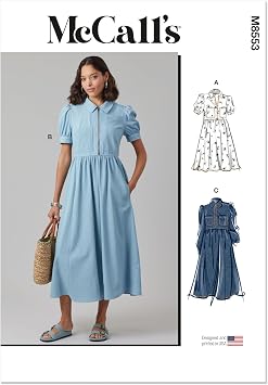 McCalls M8553H5 Misses Zip Front Dress Sewing Pattern Packet, Design Code M8553, Sizes 6-8-10-12-14