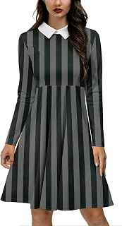 Women's Flare Skater Dress Peter Pan Collar Halloween Cosplay Costume