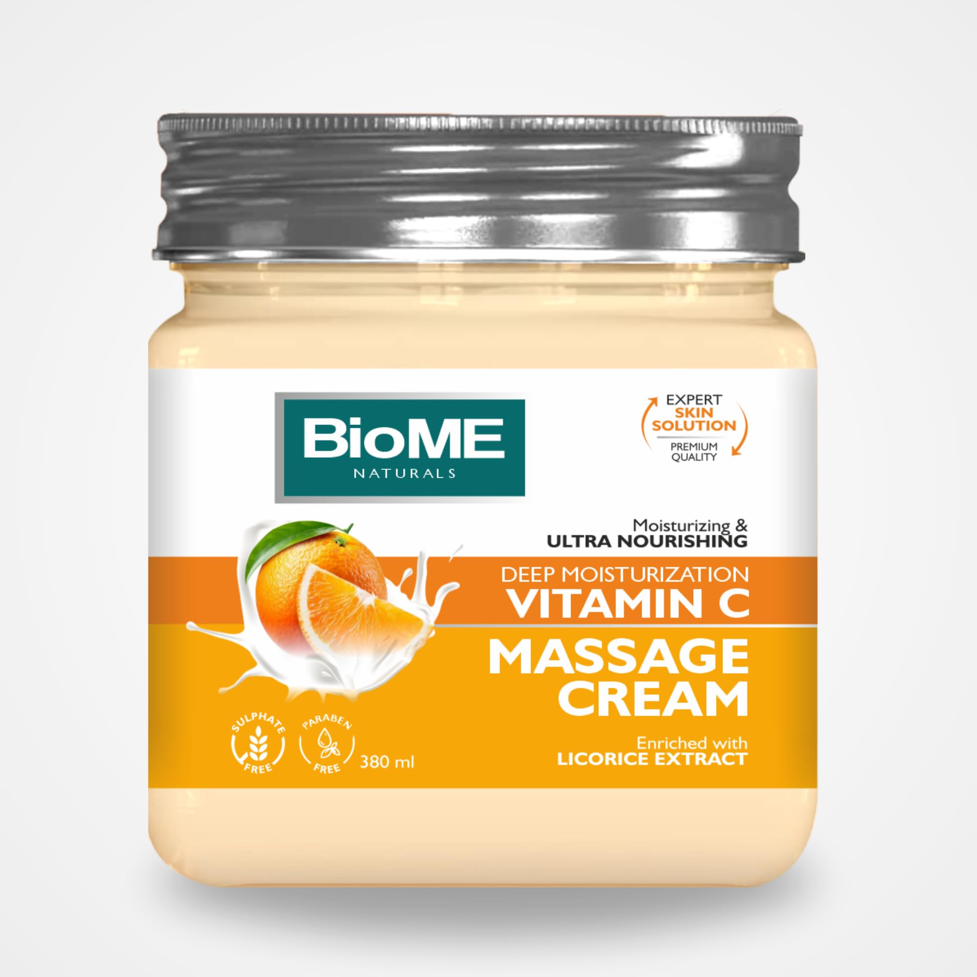 BioME NATURALS - VITAMIN C MASSAGE CREAM 380ML- Brightening & Anti-Aging for Radiant Skin, BIOME VITAMIN C MASSAGE CREAM