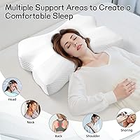 Vista 3 de Almohada para el cuello para dormir, Almohada para dormir de lado, Almohada ergonómica de espuma con memoria con funda de almohada de seda helada