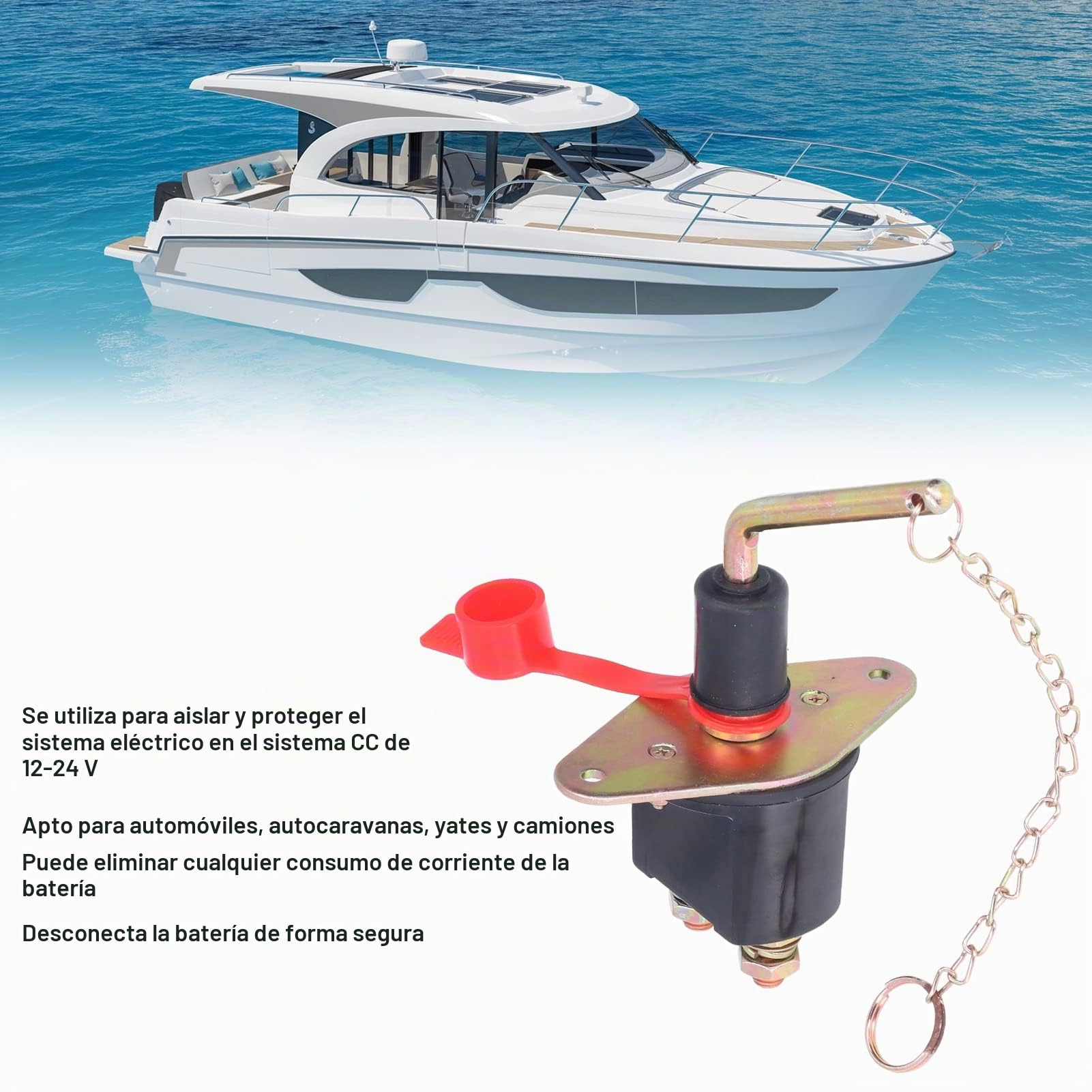 Interruptor Aislador de Batería, Interruptor de Desconexión de Batería Power Kill Metal 300a 12-24V Metal Universal para Automóviles RVs Yachts Trucks